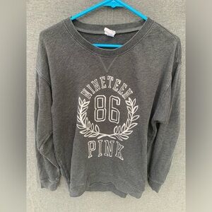 Victoria's Secret PINK Charcoal Graphic Crewneck Sweatshirt 1986 Graphics Small